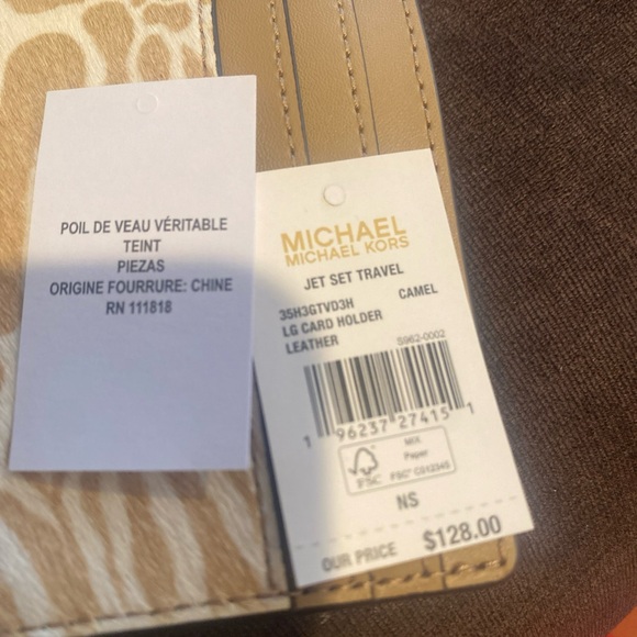 Michael Kors Zebra Print Card Holder in Tan and Cream new - Picture 5 of 6
